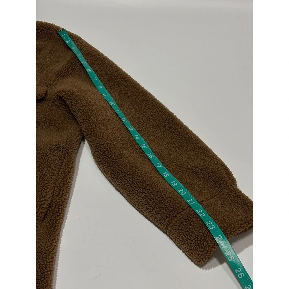 Rebecca Minkoff Shacket Womens L Brown Sherpa Long Teddy Coat Faux Suede Lining - Picture 9 of 11